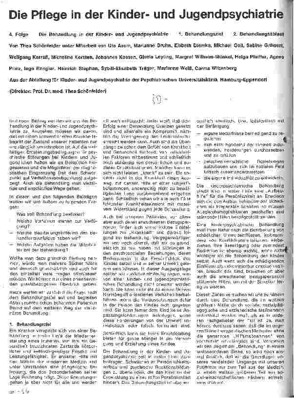 Vorschauseite 1: Die Pflege in der Kinderund Jugendpsychiatrie 4. Folge: Die Behandlung in der Kinder-u. Jugendpsychiatrie/1. Behandlungsziel/2. Behandl. ablauf