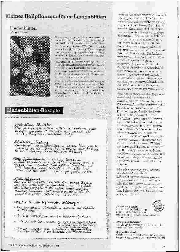 Vorschauseite 2: Senfwickel - eine heiße Sache Lindenblütenrezepte Heilkunderbunt
