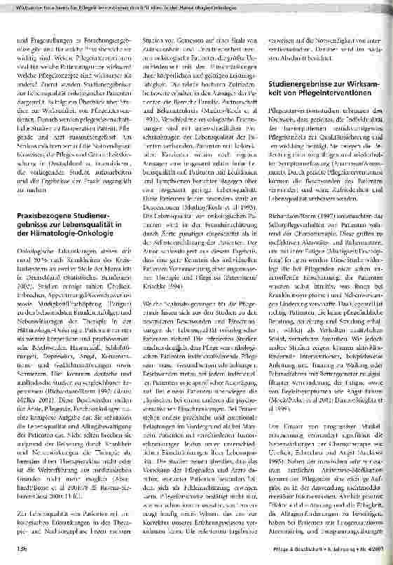 Vorschauseite 2: Wirksamkeitsnachweis für Pflegeinterventionen durch Studien in der Hämatologie-Onkologie