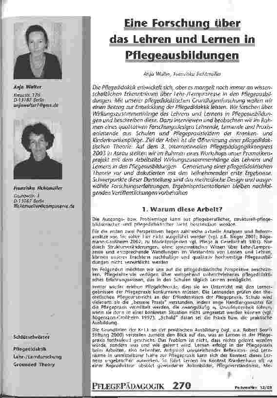 Vorschauseite 1: Eine Forschung über das Lehren und Lernen in Pflegeausbildungen