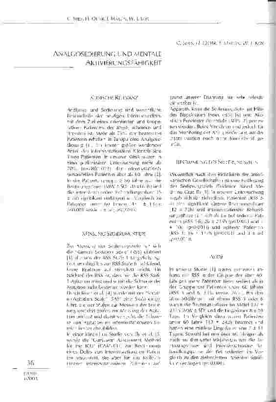 Vorschauseite 1: Analgosedierung und mentale Aktivierungsfähigkeit
