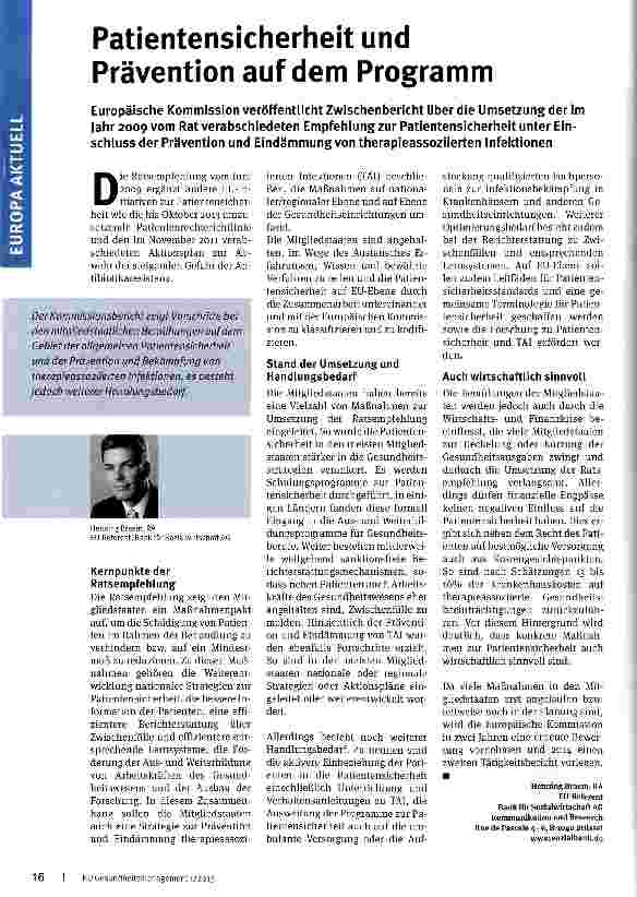 Vorschauseite 1: Patientensicherheit und Prävention auf dem Programm