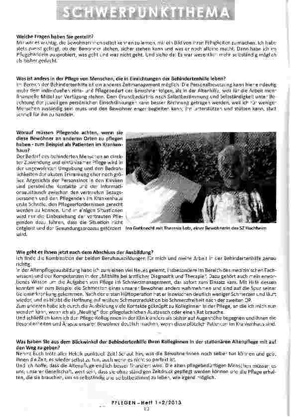 Vorschauseite 2: WAS KANN DIE PFLEGE IM UMGANG MIT BEHINDERTEN MENSCHEN VON DER HEILERZIEHUNGSPFLEGE LERNEN?
