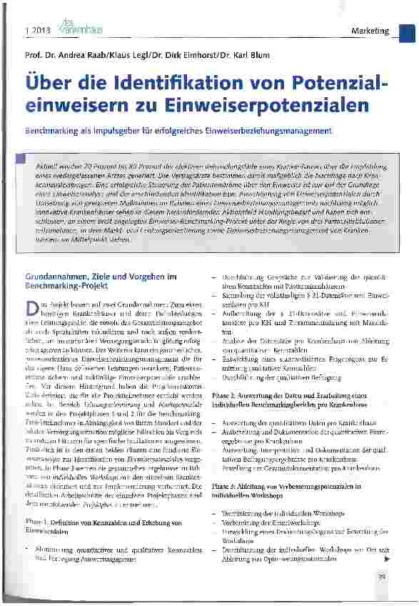 Vorschauseite 1: Über die Identifikation von Potenzial einweisern zu Einweiserpotenzialen