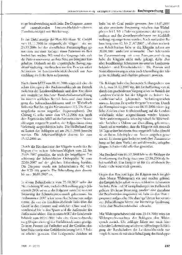 Vorschauseite 2: Lendenwirbelsäulenverletzung - ein Ereignis im Sinne eines Arbeitsunfalls? SGB VII 5 8 Abs. 1 Satz 2