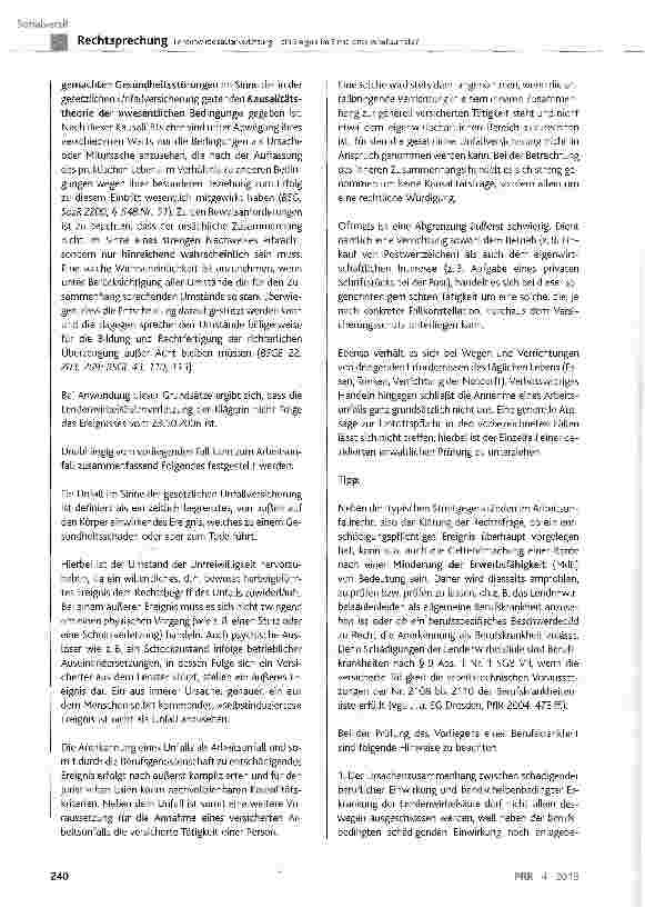 Vorschauseite 5: Lendenwirbelsäulenverletzung - ein Ereignis im Sinne eines Arbeitsunfalls? SGB VII 5 8 Abs. 1 Satz 2