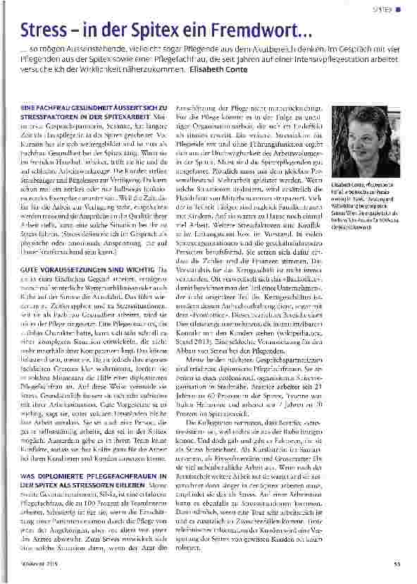 Vorschauseite 1: Stress - in der Spitex ein Fremdwort. ..