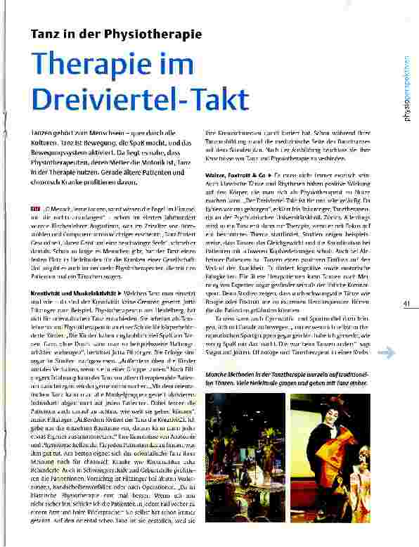 Vorschauseite 1: Tanz in der Physiotherapie Therapie im Dreiviertel-Takt