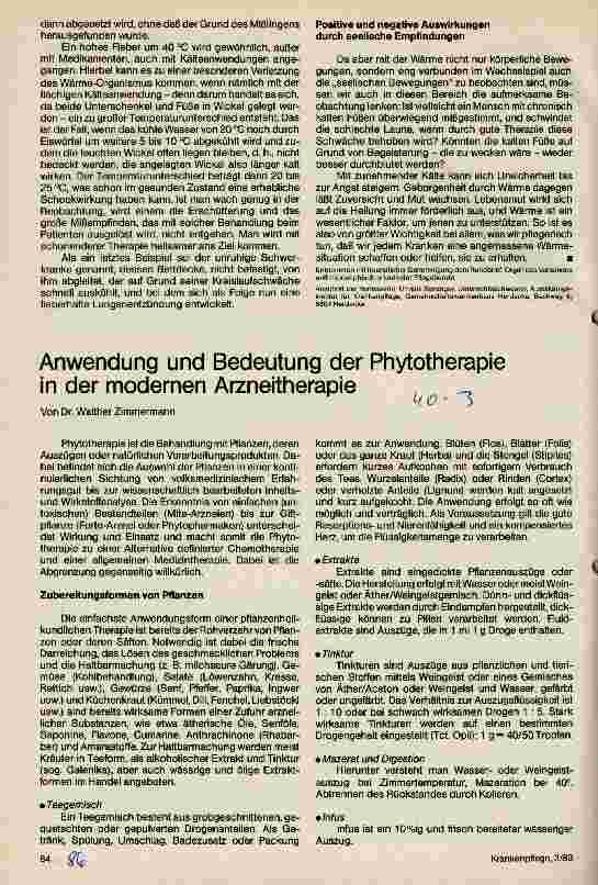 Vorschauseite 1: Anwendung und Bedeutung Phytotherapie in der modernen Arzneimitteltherapie