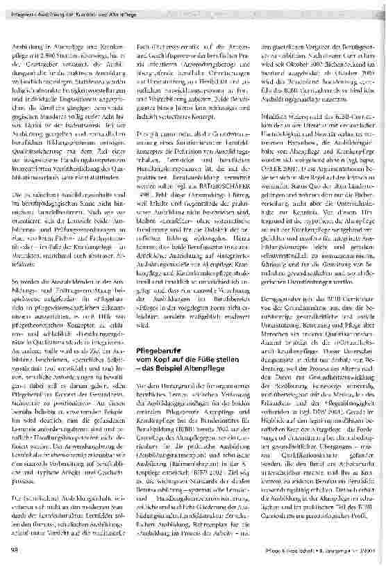 Vorschauseite 2: Integrierte Ausbildung von Krankenpflege und Altenpflege: Pflege neu denken reicht nicht aus - es muss auch anders qualifiziert werden!