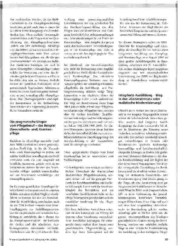 Vorschauseite 3: Integrierte Ausbildung von Krankenpflege und Altenpflege: Pflege neu denken reicht nicht aus - es muss auch anders qualifiziert werden!