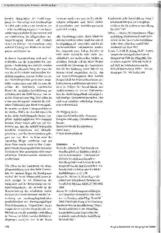 Vorschauseite 4: Integrierte Ausbildung von Krankenpflege und Altenpflege: Pflege neu denken reicht nicht aus - es muss auch anders qualifiziert werden!