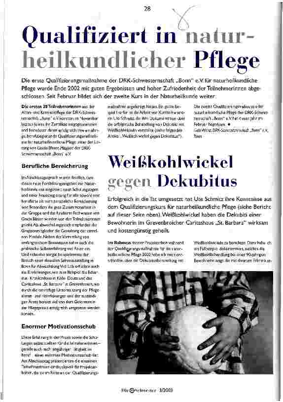 Vorschauseite 1: Qualifiziert in naturheilkundlicher Pflege Weißkohlwickel gegen Dekubitus