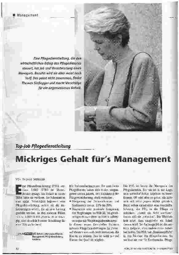 Vorschauseite 1: Mickriges Gehalt fürs Management Top-Job Pflegedienstleitung