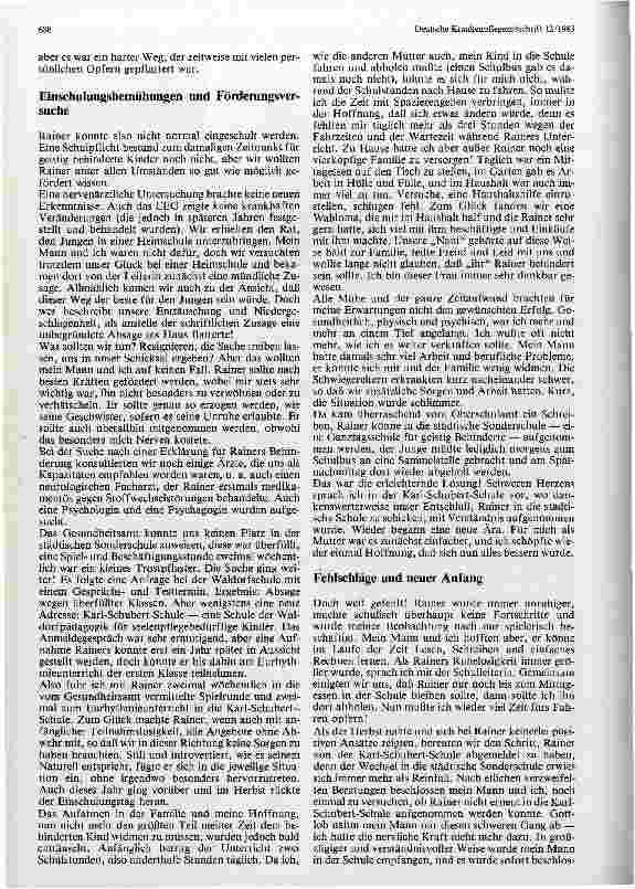 Vorschauseite 4: Lebenslauf eines behinderten Kindes Die Kinderkrankenpflege