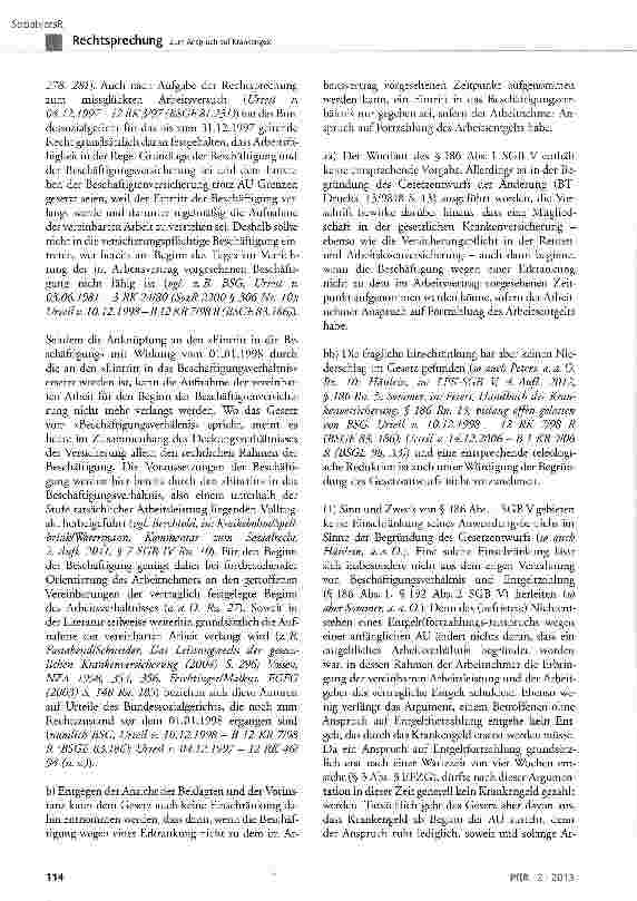 Vorschauseite 5: Zum Anspruch auf Krankengeld SGB V § 5 Abs. 1 Nr. 1, § 7 Abs. 1, § 44 Abs. 1 und Abs. 2, § 46 Abs. Satz 2, § 186 Abs. 1, § 190 Abs. 2; EFZG § 3 Abs. 3, § 4 Abs. 1