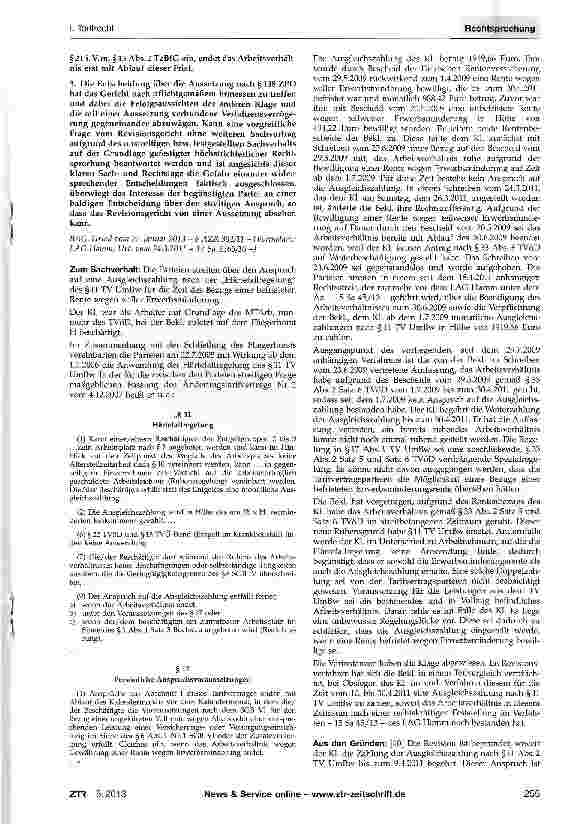 Vorschauseite 2: Ausgleichszahlung nach TV UmBw - befristete Rente wegen voller Erwerbsminderung - Aussetzung eines Rechtsstreits durch das Revisionsgericht