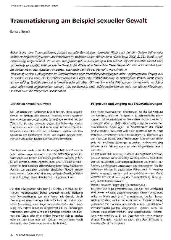 Vorschauseite 1: Traumatisierung am Beispiel sexueller Gewalt