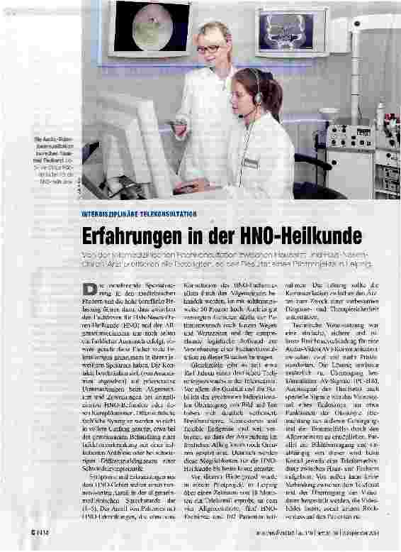 Vorschauseite 1: Erfahrungen in der HNO-Heilkunde