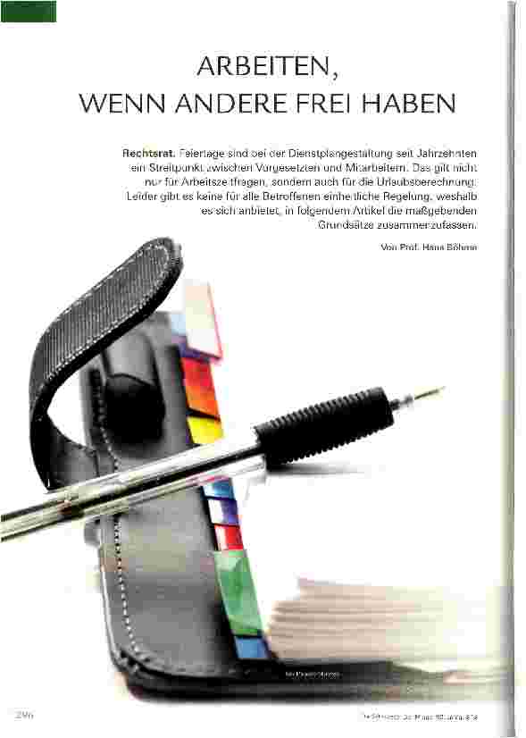 Vorschauseite 1: ARBEITEN, WENN ANDERE FREI HABEN