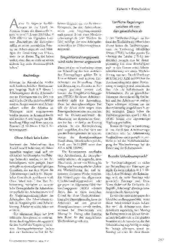 Vorschauseite 2: ARBEITEN, WENN ANDERE FREI HABEN