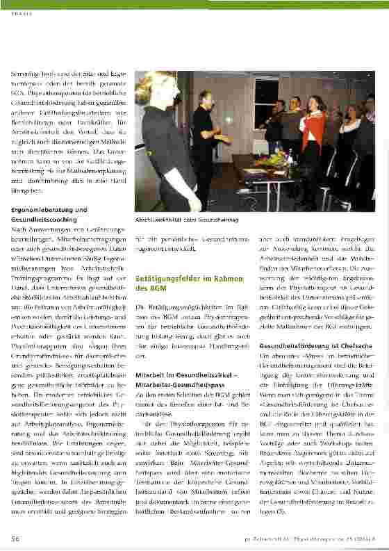 Vorschauseite 3: Physiotherapeuten als betriebliche Gesundheitsförderer