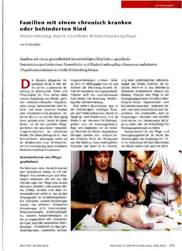 Vorschauseite 1: Familien mit einem chronisch kranken oder behinderten Kind