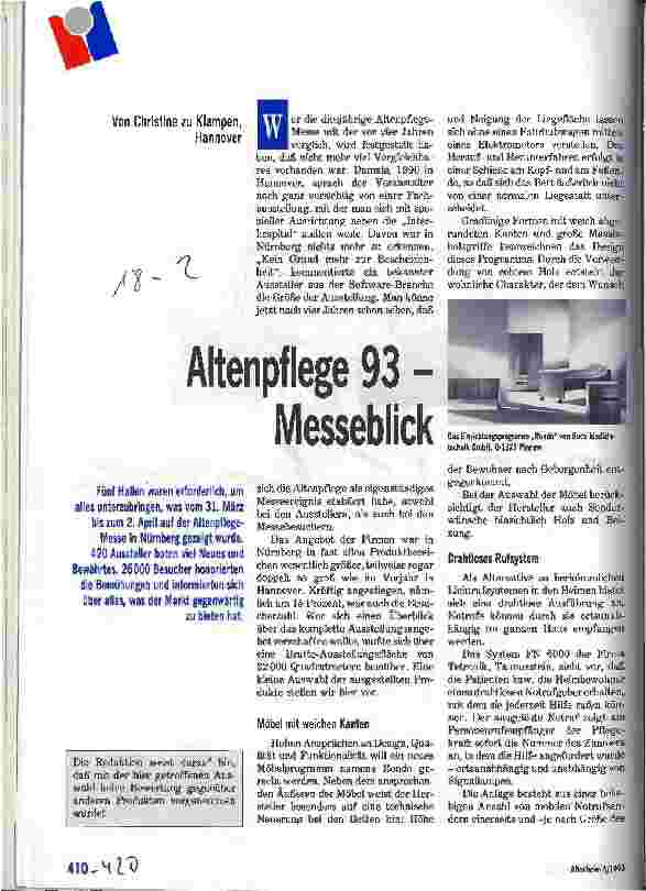 Vorschauseite 1: Altenpflege 93 - Messeblick