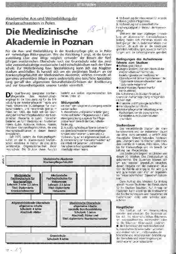 Vorschauseite 1: Die medizinische Akademie in Poznan Akademische Ausund Weiterbildung der Krankenschwestern in Polen