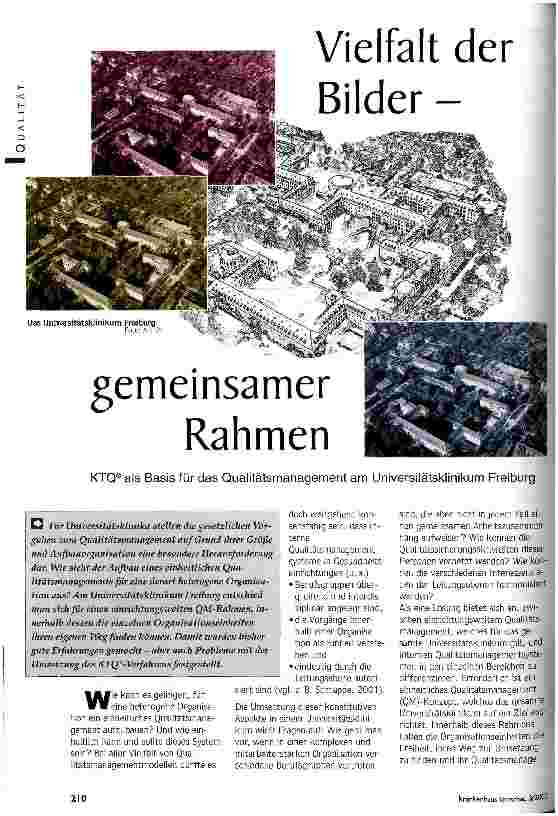 Vorschauseite 1: Vielfalt der Bilder - gemeinsamer Rahmen KTQ als Basis für das Qualitätsmanagement am Universitätsklinikum Freiburg