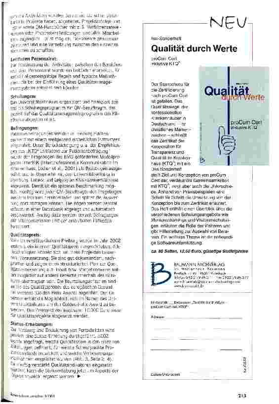 Vorschauseite 4: Vielfalt der Bilder - gemeinsamer Rahmen KTQ als Basis für das Qualitätsmanagement am Universitätsklinikum Freiburg