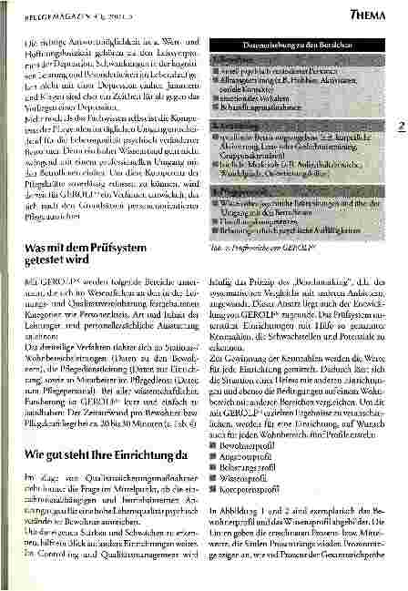 Vorschauseite 3: Wie gut gehts den psychisch Kranken? Prüfsystem zur Lebensqualität gerontopsychiatrischer Patienten in Pflegeheimen (GEROLF)
