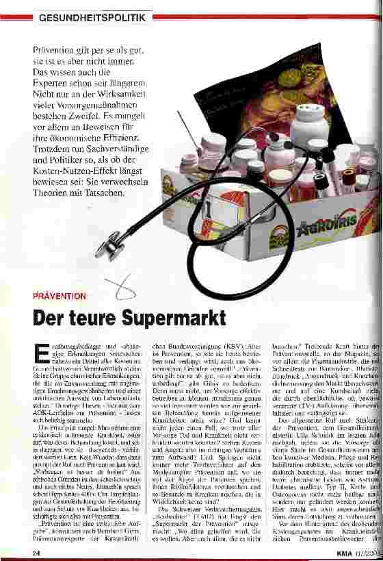 Vorschauseite 1: Prävention: Der teure Supermarkt