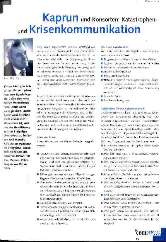 Vorschauseite 1: Kaprun und Konsorten: Katastrophenund Krisenkommunikation
