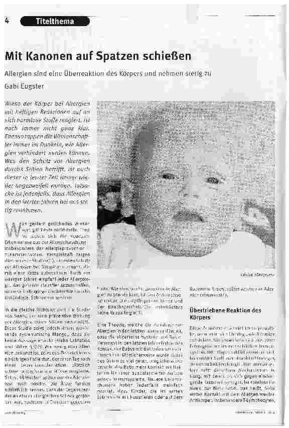 Vorschauseite 1: Mit Kanonen auf Spatzen schießenAllergien sind eine Überreaktion des Körpers und nehmen stetig zu