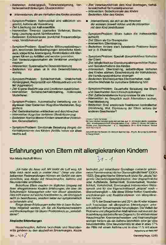 Vorschauseite 1: Erfahrungen von Eltern mit allergiekranken Kindern