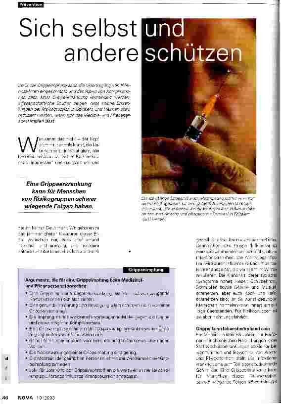 Vorschauseite 1: Sich selbst und andere schützen Grippe-Prävention