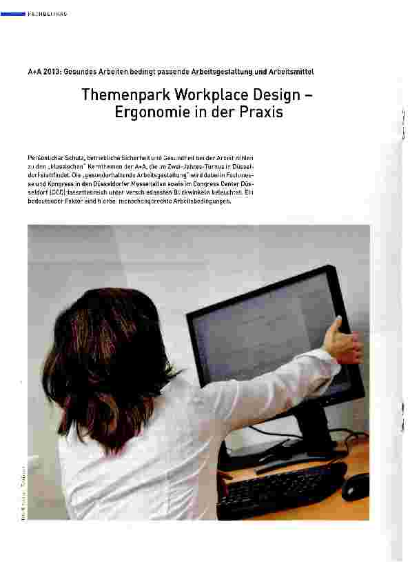 Vorschauseite 1: Themenpark Workplace Design -Ergonomie in der Praxis