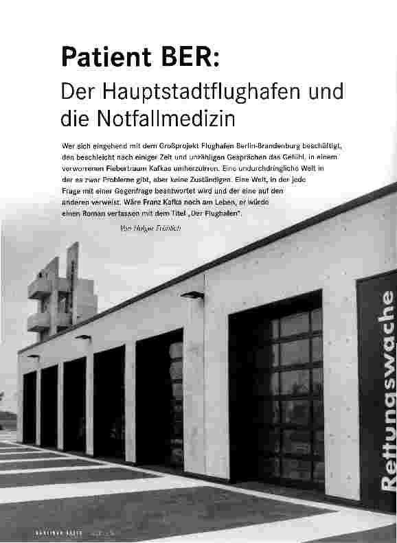 Vorschauseite 1: Patient BER: Der Hauptstadtflughafen und die Notfallmedizin