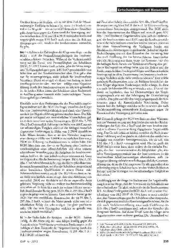 Vorschauseite 2: Wirksamkeit einer Globalzession im Insolvenzverfahren nach einer Erklärung gemäß § 35 Abs. 2 InsO lnsO§§35Abs. 2S. 1, 91 Abs. 1; BGB § 185 Abs. 2 S. 1 Fall 2
