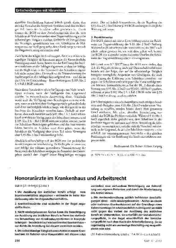Vorschauseite 3: Wirksamkeit einer Globalzession im Insolvenzverfahren nach einer Erklärung gemäß § 35 Abs. 2 InsO lnsO§§35Abs. 2S. 1, 91 Abs. 1; BGB § 185 Abs. 2 S. 1 Fall 2