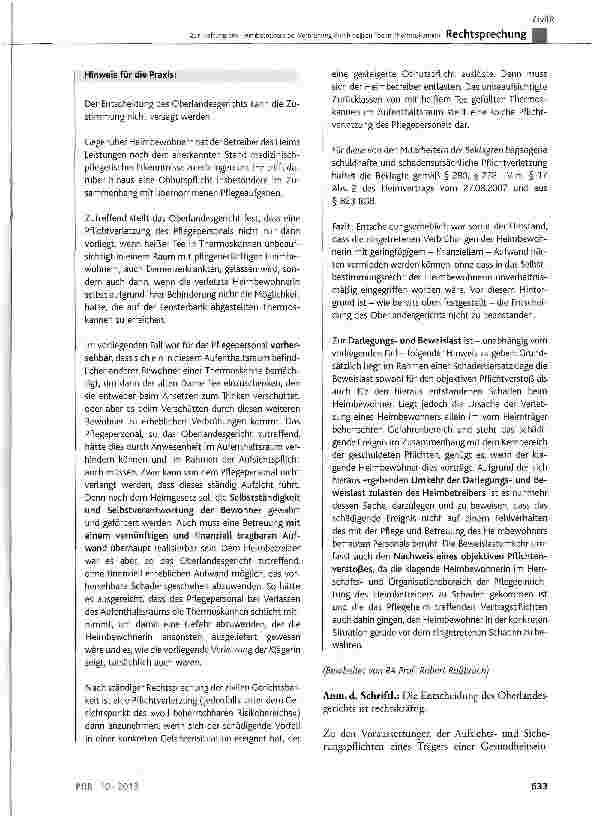 Vorschauseite 4: Zur Haftung des Heimbetreibers bei Verbrühung durch heißen Tee in Thermoskannen BGB§ 278, § 280, § 823; SGB X § 116SGBX