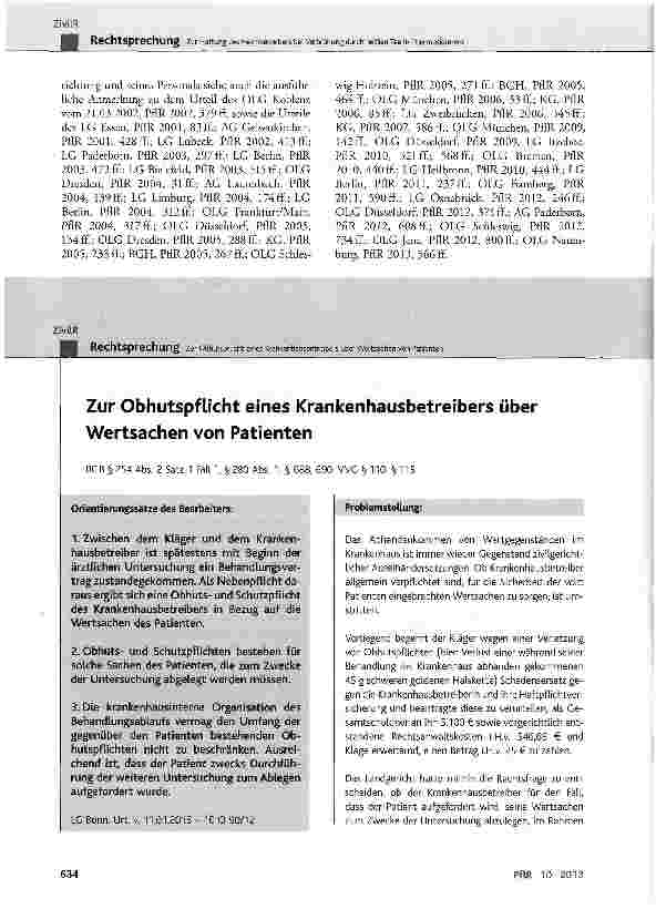 Vorschauseite 5: Zur Haftung des Heimbetreibers bei Verbrühung durch heißen Tee in Thermoskannen BGB§ 278, § 280, § 823; SGB X § 116SGBX