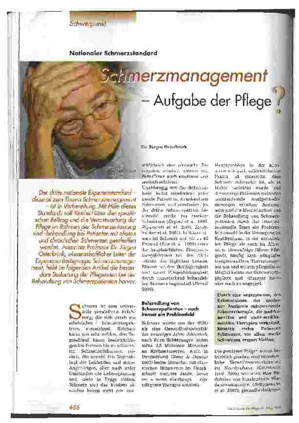 Vorschauseite 1: Schmerzmanagement - Aufgabe der Pflege?