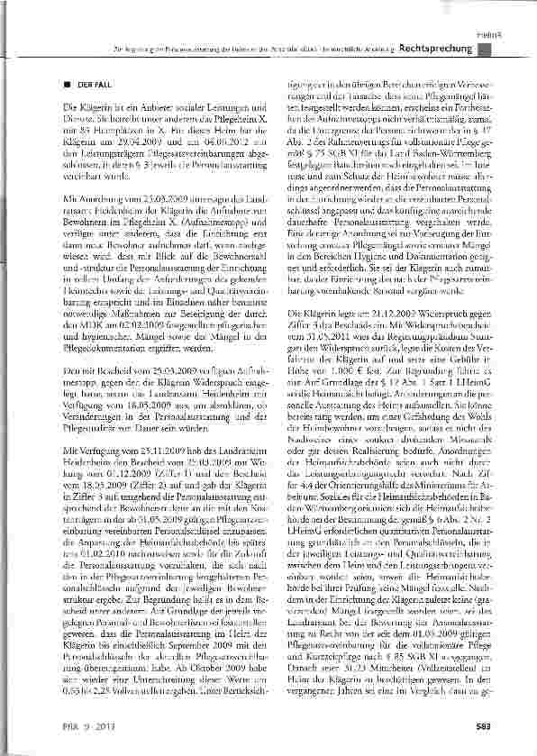 Vorschauseite 2: Zur Anpassung der Personalausstattung des Heims an den Personalschlüssel - heimrechtliche Anordnung LHeimG § 6 Abs. 2 Nr. 2, § 12 Abs. 1 Satz 1