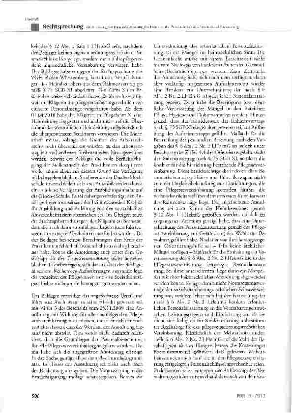 Vorschauseite 5: Zur Anpassung der Personalausstattung des Heims an den Personalschlüssel - heimrechtliche Anordnung LHeimG § 6 Abs. 2 Nr. 2, § 12 Abs. 1 Satz 1