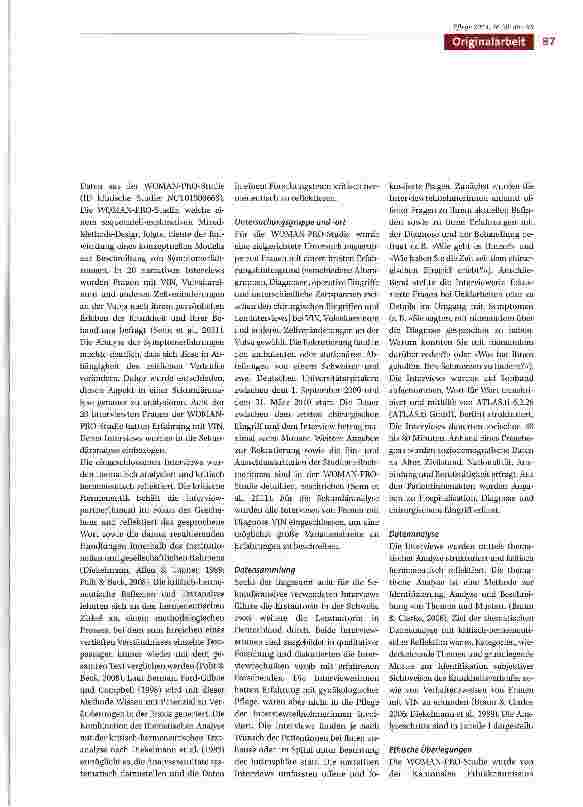 Vorschauseite 3: Bangen und Hoffen: Erfahrungen von Frauen mit vulvären intraepithelialen Neoplasien während des Krankheitsverlaufs - Eine qualitative Studie