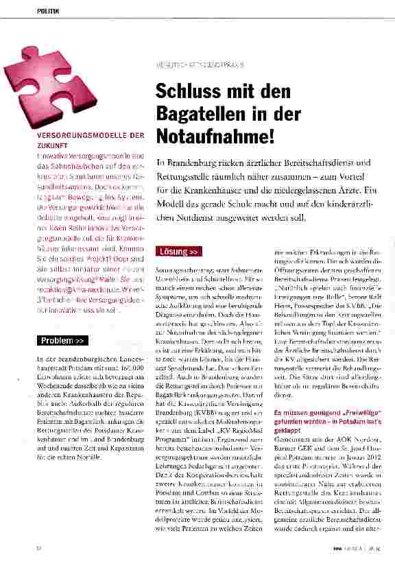 Vorschauseite 1: Schluss mit den Bagatellen in der Notaufnahme!