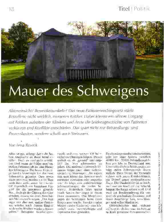 Vorschauseite 1: Mauer des Schweigens