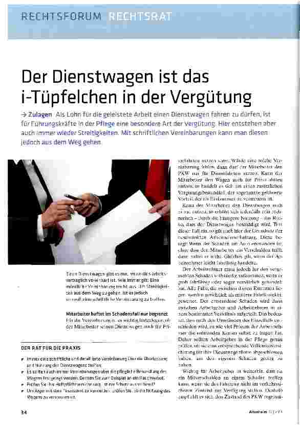 Vorschauseite 1: Der Dienstwagen ist das i-Tüpfelchen in der Vergütung
